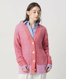 混色鑲嵌開襟衫