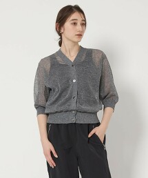 透膚五分袖V領開襟衫