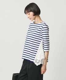 【特別訂製】＜MUVEIL＞6分袖蕾絲橫條紋上衣 ‐united LOVE project 2026 日本製