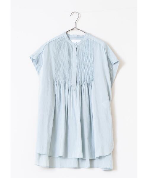 ＜Mala KALANCHOE＞ Cotton Silk Pintuck French Sleeve Shirts