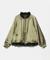 ＜MARILYN MOON＞緞面蕾絲正反兩用短外套