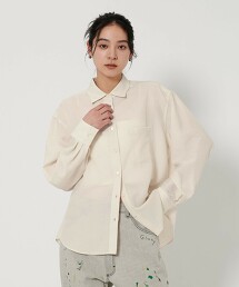 透膚後打摺襯衫
