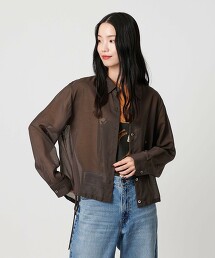 下擺抽繩透膚襯衫