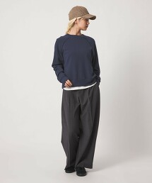 棉質內毛圈拉格蘭袖大學T 日本製