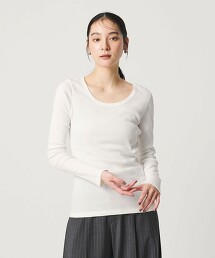 棉質羅紋圓領長袖上衣 日本製