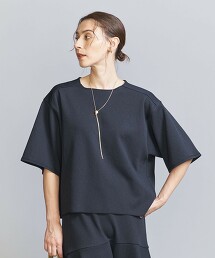 瓦楞針織5分袖後背份量感上衣 日本製
