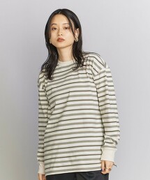 棉 多彩橫條紋 長袖 T恤 -可手洗- 日本製