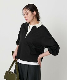 打摺蓬鬆袖橄欖球襯衫