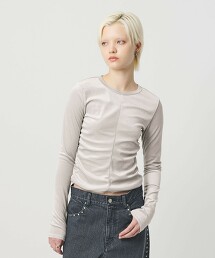 ＜H＞天鵝絨貼身長袖上衣 日本製