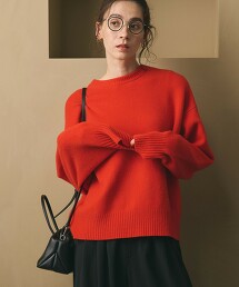 混喀什米爾羊毛 Aqua 拉格蘭圓領針織衫