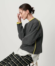 棉粒多彩線條圓領針織