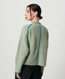 棉粒多彩線條圓領針織