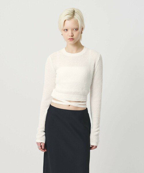 ＜H＞捲曲紗線短版針織