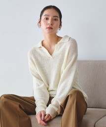 扁平紗V領針織上衣  