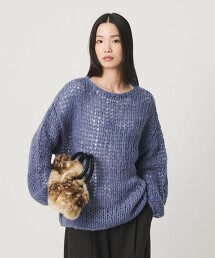 羊毛尼龍馬海毛寬版針織上衣