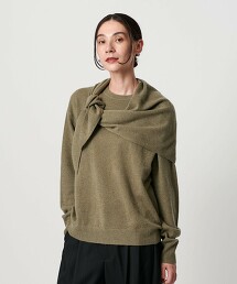 羊毛喀什米爾羊毛圓領針織＆披肩圍巾