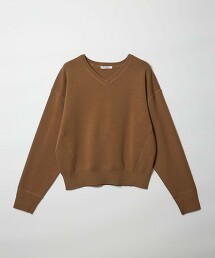 柔軟棉V領平滑針織上衣