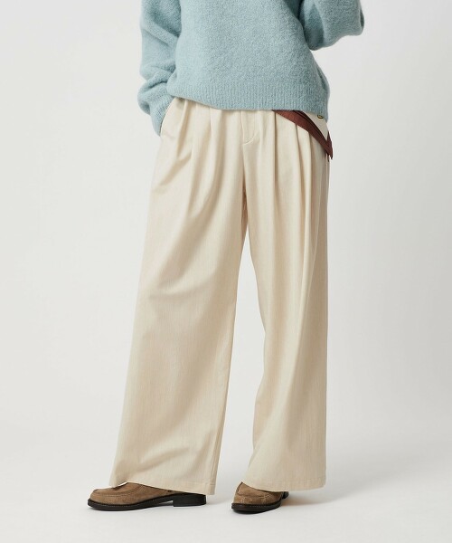 混毛寬版打摺褲