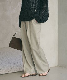 仿亞麻寬版直筒褲