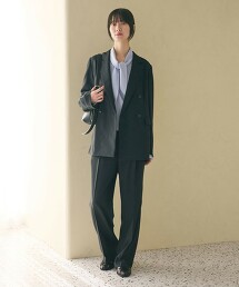 仿亞麻寬版直筒褲