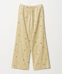 天鵝絨刺繡休閒長褲