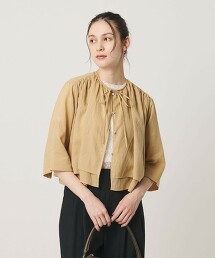 混麻正面綁結蛋糕襯衫