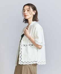 花邊蕾絲短袖襯衫