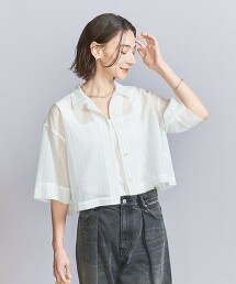 混聚酯纖維棉透膚條紋襯衫