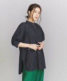 混紡纖維素 蓬鬆袖罩衫 -可手洗- 日本製