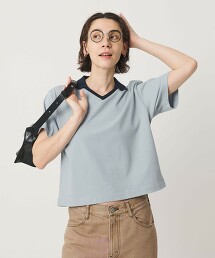 棉雙色V領上衣