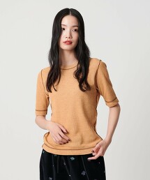 縫線羅紋抽針短袖上衣 日本製