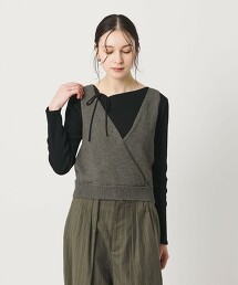 棉麻混紡前交叉2WAY針織背心   