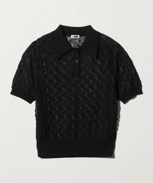 ＜H＞棉尼龍鏤空POLO領針織