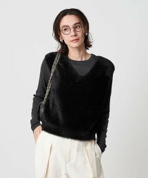 刷毛V領針織背心