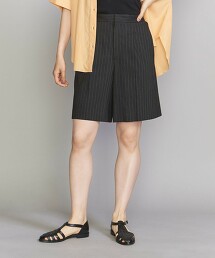 棉麻混紡 直條紋短褲 日本製
