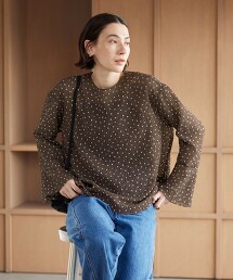 聚酯纖維點點透膚罩衫