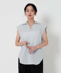 開襟領連肩袖罩衫