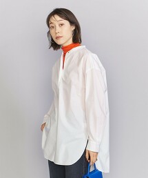 棉高密度織 開襟領 束腰上衣 -可手洗- 日本製