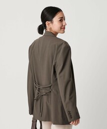 後綁帶雙排釦外套