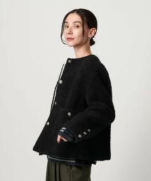 點點緹花無領外套