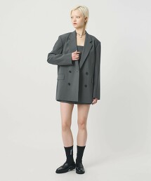 ＜H＞輕薄織物雙排釦西裝外套