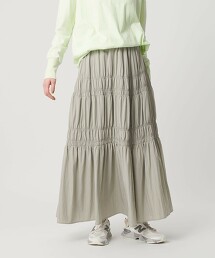 嫘縈混紡縮褶長裙
