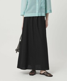 混麻點點傘狀長裙