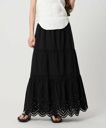 細褶蕾絲蛋糕長裙