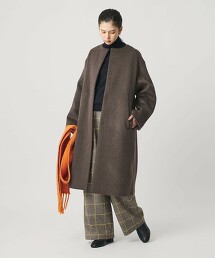 毛尼龍無領大衣