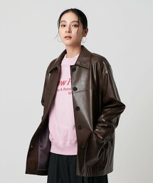 仿皮革工裝外套