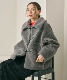 毛絨刷毛×仿羊絨 2WAY環扣外套