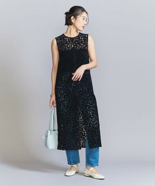 植绒蕾絲層次洋裝