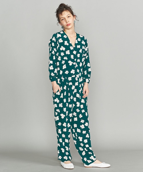 BY 復古小花V領連身褲 OUTLET商品