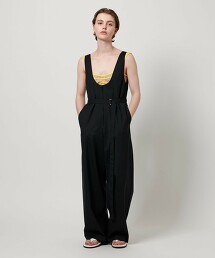 ＜H＞輕薄素材前拉鍊吊帶褲 日本製